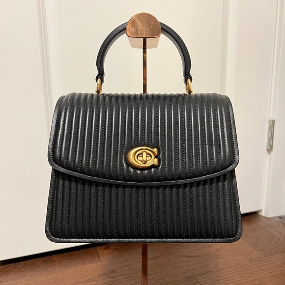 Coach Handbags - Coach Parker Top Handle Vertical Quilted Leather Black